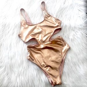 AERIE rose gold cut-out monokini swimsuit